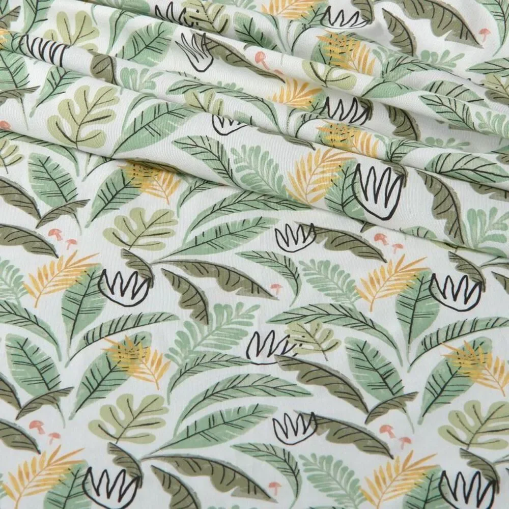 Pillowfort Green and Yellow Botanical Leaf Print Sheet Set